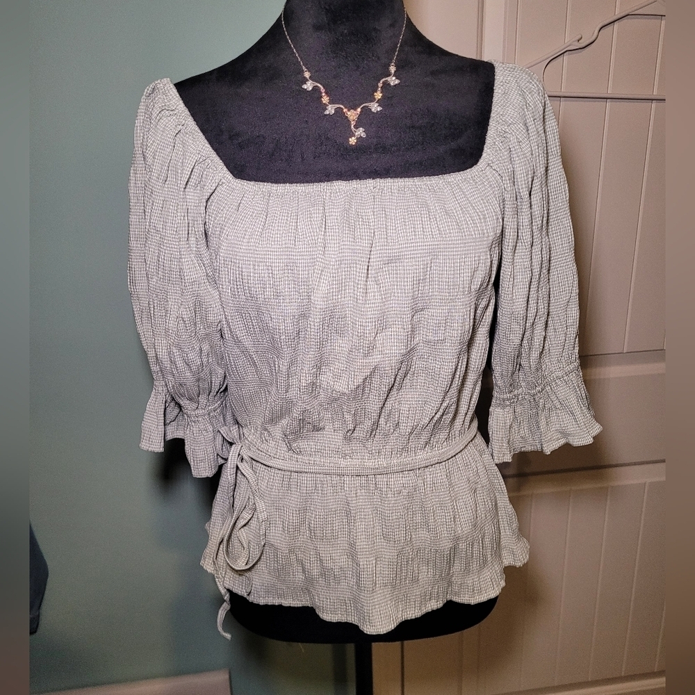 Before you  puff shoulders, blouse size medium